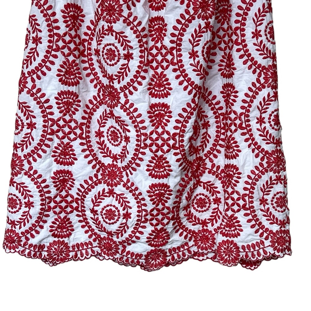 Entro red and white fully floral embroidered off the shoulder mini dress - Picture 10 of 14